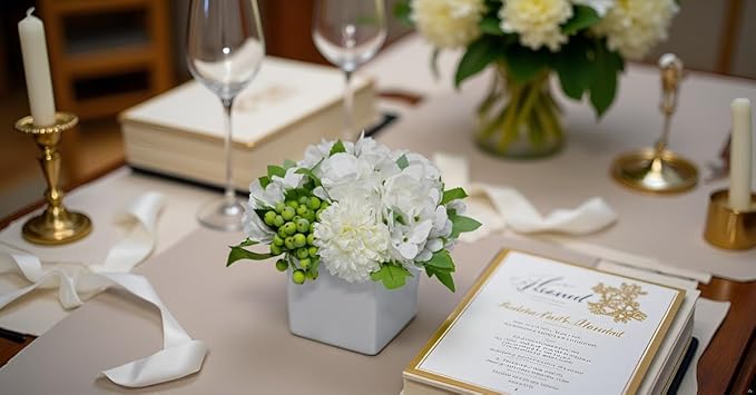 LADADA Flower in Ceramic vase, Artificial Hydrangea Flower Arrangement and vase - Image 5