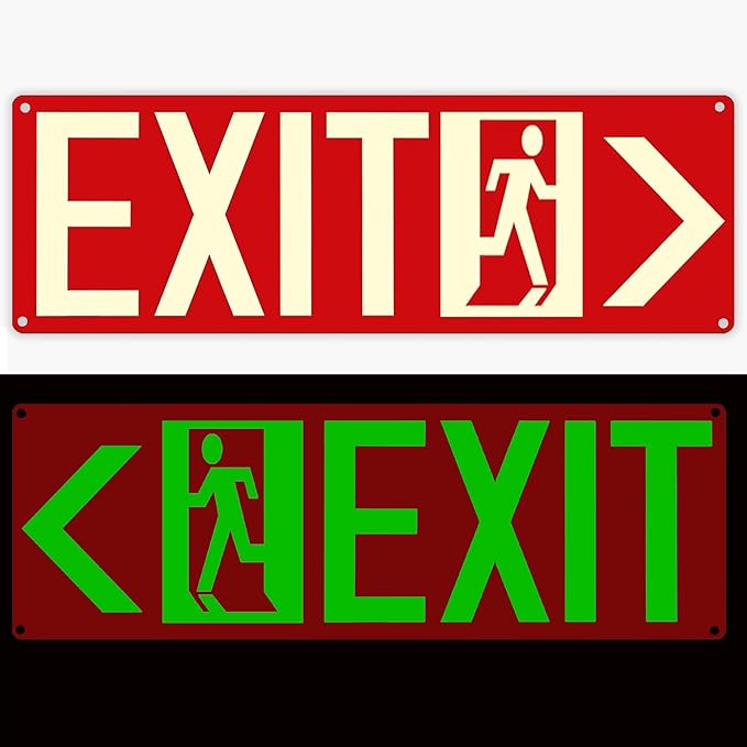 Photoluminescent Exit Signs, 14x5 inches, Self-Adhesive Aluminum, Left and by Unknown