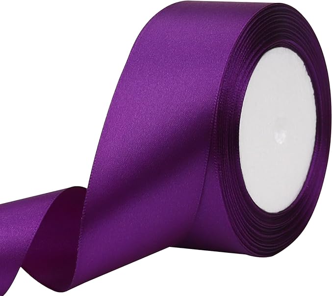 Purple Solid Satin Ribbon 1-1/2 Inch 25 Yards Solid Polyester Fabric Ribbon by Riunbb
