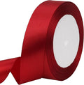 Deep red Solid Satin Ribbon 1 Inch 25 Yards Solid Polyester Fabric Ribbon by Riunbb
