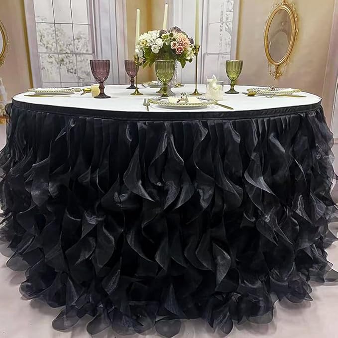 Luxury Organza Mesh Table Skirt Draping Floating Romance - Image 3