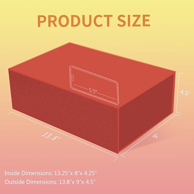 Rinrda Large Red Gift Box, 13.75"x9"x4.5", Gift Boxes - Image 2