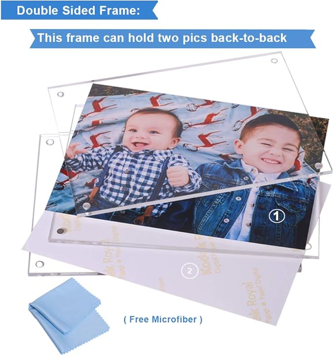 Acrylic Photo Frame 5x7-3 Pack Clear Double Sided Magnetic Picture Frameless - Image 5