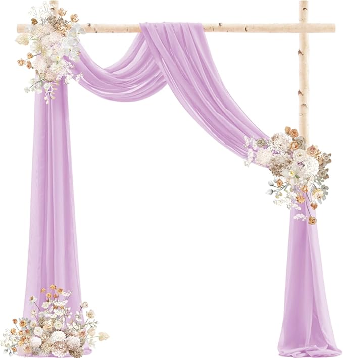 Lilac Purple Wedding Arch Draping Fabric 2 Panels 29" x 20 FT Wedding Drapes - Image 2