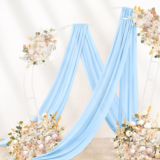Baby Blue Wedding Arch Draping Fabric 29" x 20 FT Blue Wedding Drapes - Image 7