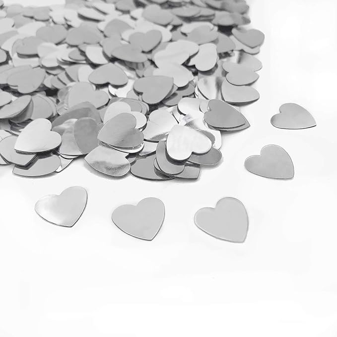 Heart Confetti Valentine's Day Silver Table Confetti Metallic Foil by Werich