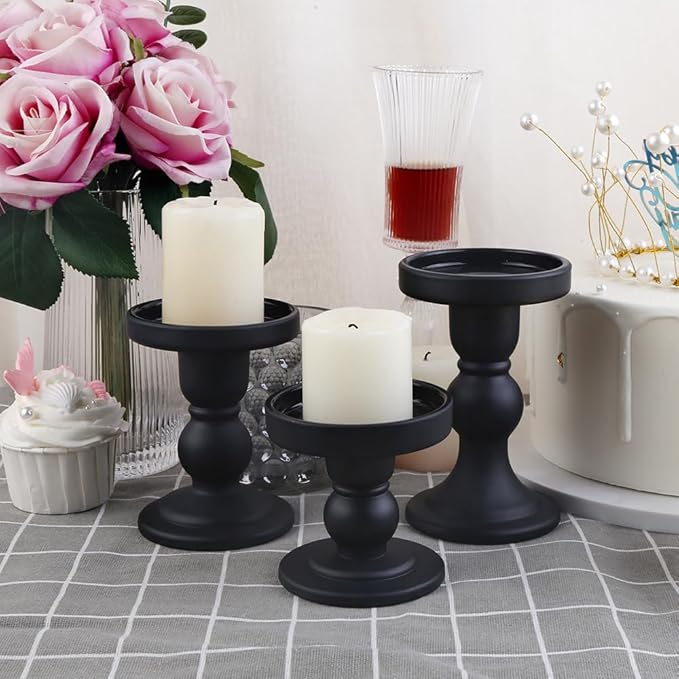6-Piece Set of Black Glass Candlestick, Crystal Candlestick Holder Holder and - Image 7