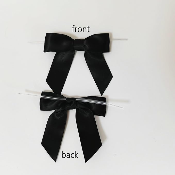 50pcs 3-1/2" Black Satin Ribbon Bows - Image 4