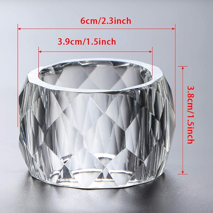 MDLUU 4 Pcs Crystal Napkin Rings, 2.3" Diameter Serviette Buckles, Thanksgiving - Image 3