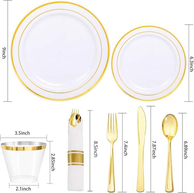 350Piece Gold Dinnerware Set for 50 Guests - Image 2