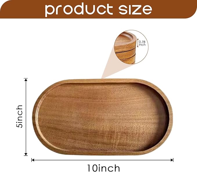 12 Pcs Solid Acacia Wood Serving Trays, 10 Inch Rectangular Wooden Serving - Image 2