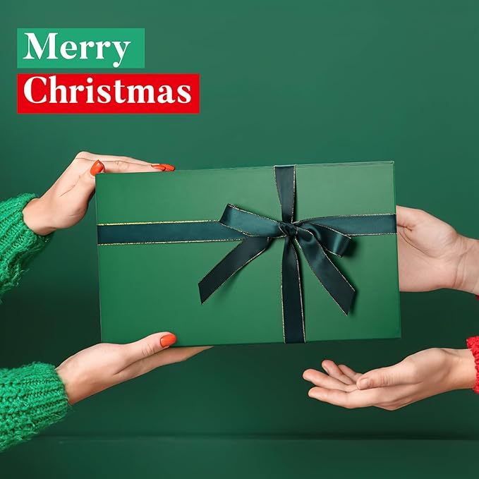 LIFELUM Green Gift Box for Presents 1 Pack 13.85 x 8.35 x 4.45 inch Big - Image 7