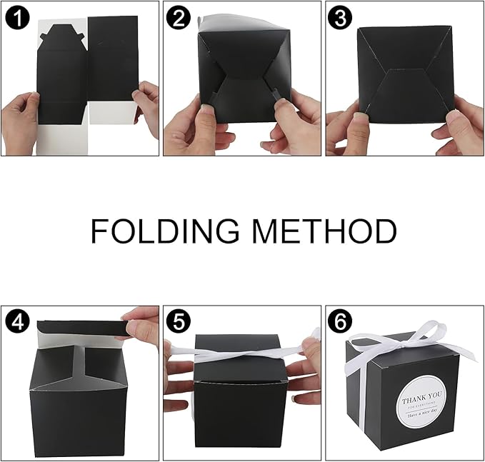 COTOPHER Small Gift Boxes 100 Pack 4x4x4 inches Black Gift Boxes - Image 6