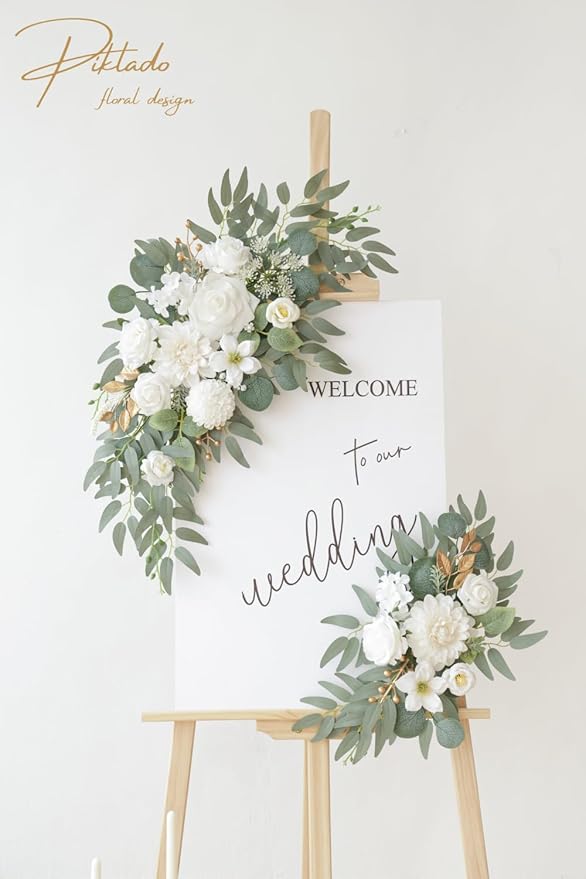 Faux Flower Swag Set of 2 for Wedding Welcome Signs Floral Swag Wedding - Image 8