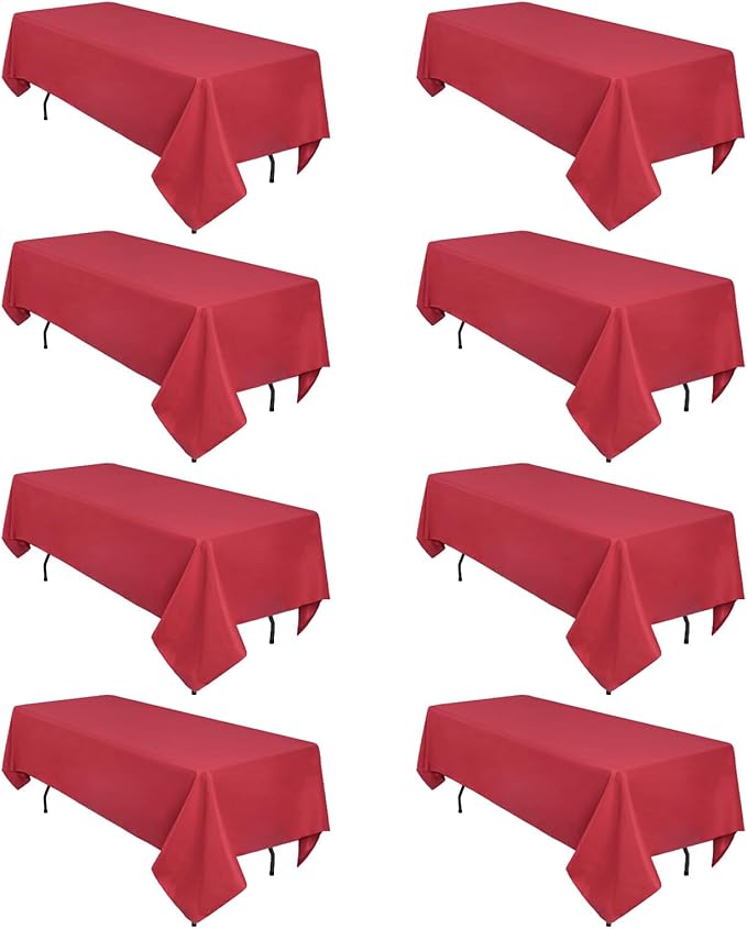 8 Pack Red Tablecloth 60 x 102 Inch Rectangular Tablecloths by Heneger
