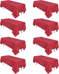 8 Pack Red Tablecloth 60 x 84 Inch Rectangular Tablecloths by Heneger