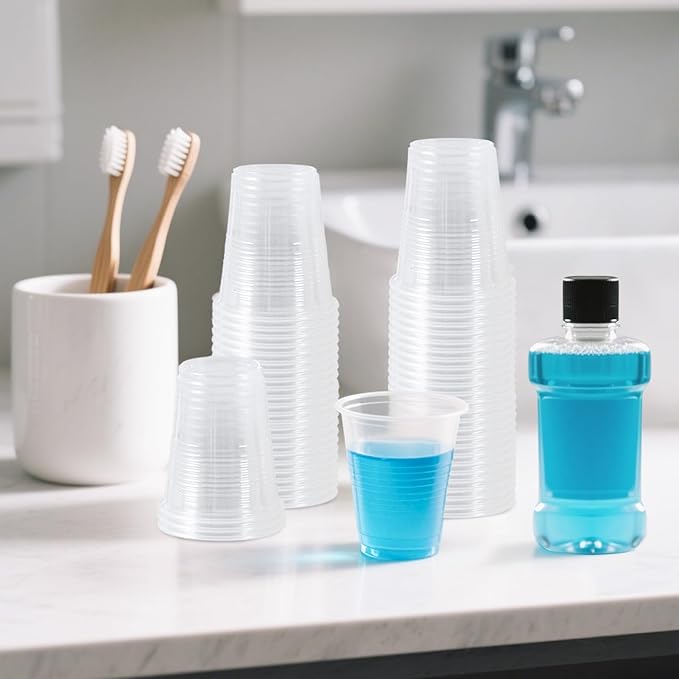 SIUQ 600 Pack 5 oz Clear Plastic Cups, Small Disposable Bathroom Mouthwash Cups - Image 5