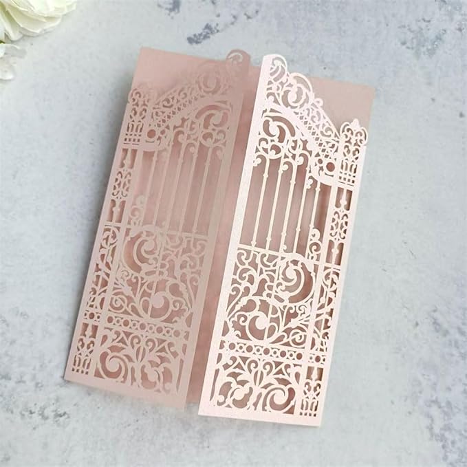 MillaSaw Soft Pink Laser Cut Gate Invitation - Image 5