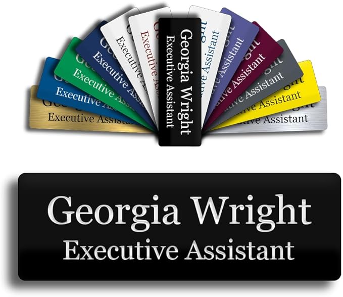 Custom Engraved Name Tag 1" x 3" Personalized Badge Magnetic or Pin Backing by GemAwards