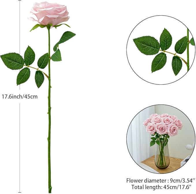 Artificial Rose 10pcs Open Flower Bouquet Faux Rose Stems - Image 4