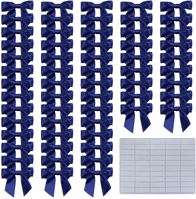 2.5" Hgzgch Dark Blue Satin Ribbon Bow by Unknown