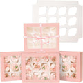Bakepacker Auto-pop up 12 Cupcake Containers 6-Packs Pink Cupcakes Carrier by Bakepacker