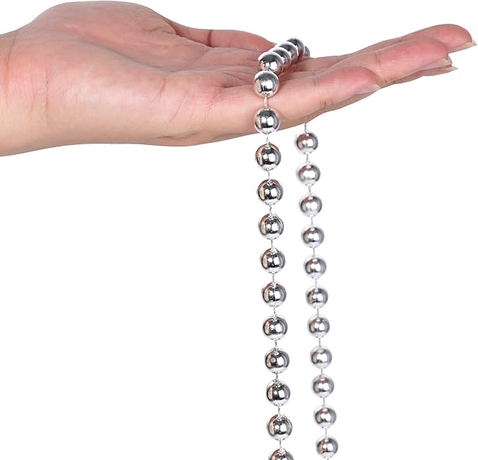 Faux Silver Pearl Beads Garland - 10mm Christmas Tree Beads 11 Yards Silver - Image 6