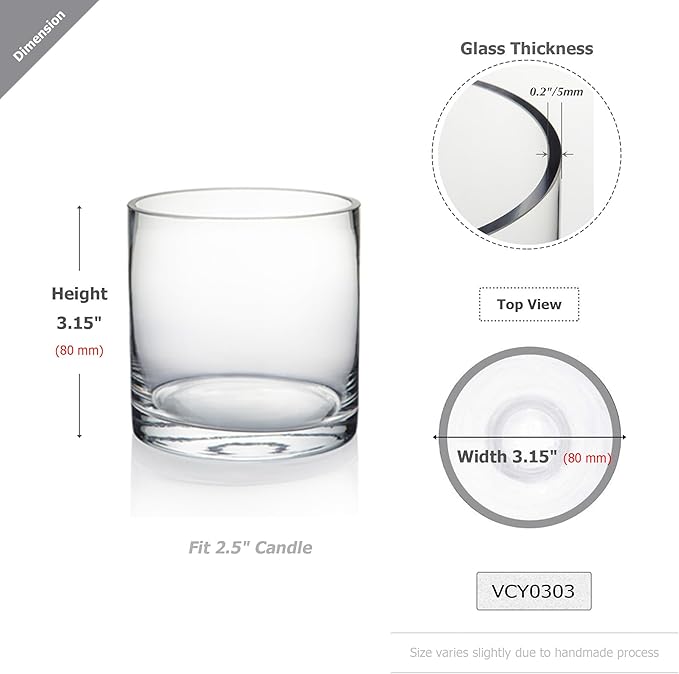 WGV Quality Thick Tea Light Votive Candle Holder 3x3, Small Planter Terrarium - Image 2