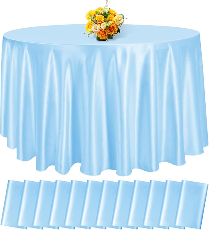fani 12 Pack 120 Inch Light Blue Satin Tablecloth by fani