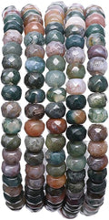 Faceted Natural India Agate Stone Rondelle 4x6mm Loose Semi Gemstone Beads by Beadia