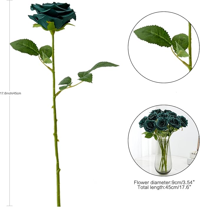 Artificial Rose 10pcs Open Flower Bouquet Faux Rose Stems - Image 4