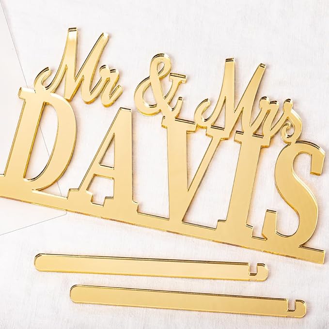 callie Personalized Mr and Mrs Wedding Table Name Sign, Custom Wooden Acrylic - Image 8