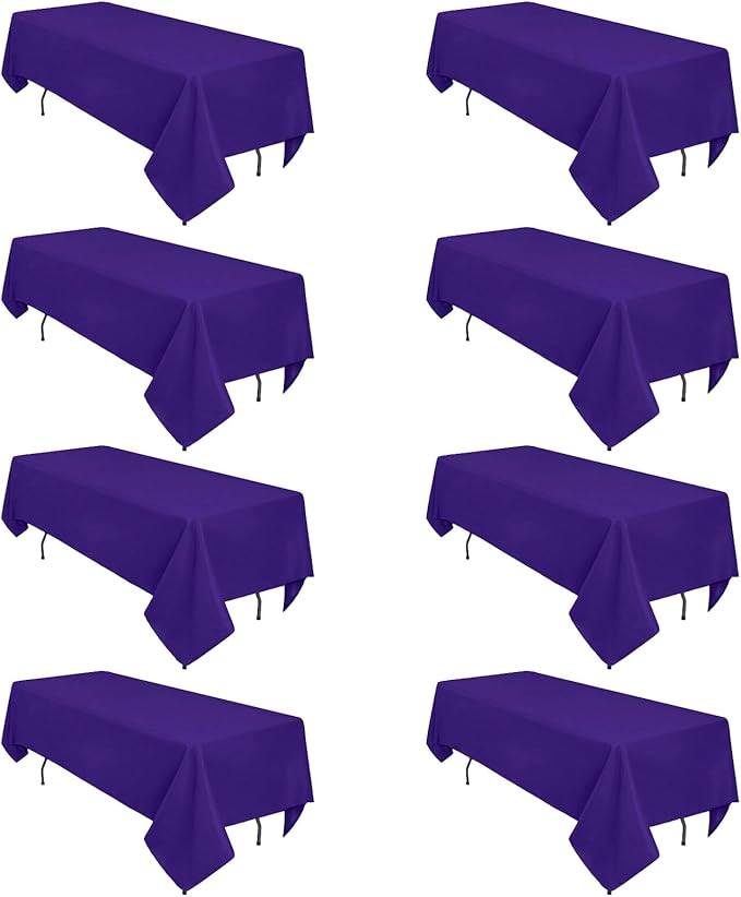 8 Pack Purple Tablecloth 60 x 102 Inch Rectangular Tablecloths by Heneger