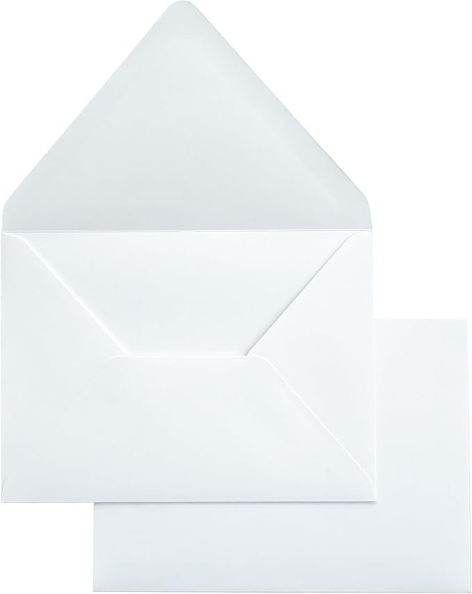 PONATIA 50PCS A7 Euro Flap Envelopes, 5.25 x 7.25'' White Envelopes by ponatia
