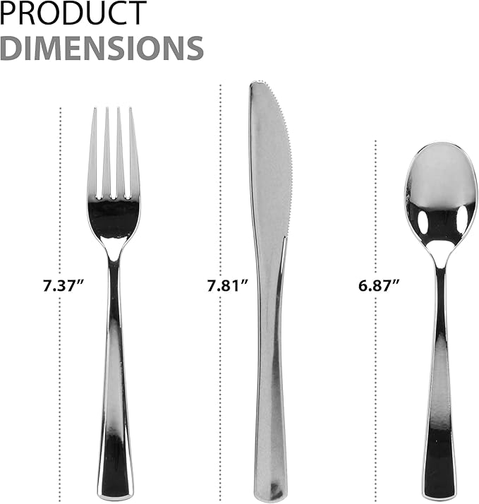 Plastic Cutlery Silverware Extra Heavyweight Disposable Flatware, Full Size - Image 2