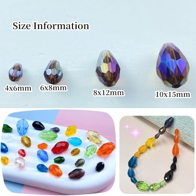200pcs 4x6mm Teardrop Crystal Glass Beads Vertical Hole Faceted Glass Teardrop - Image 2