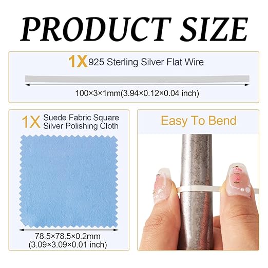 Fashewelry 1pc 925 Sterling Silver Flat Wire 3x1mm Rectangle Bezel Strip 0.3 - Image 3
