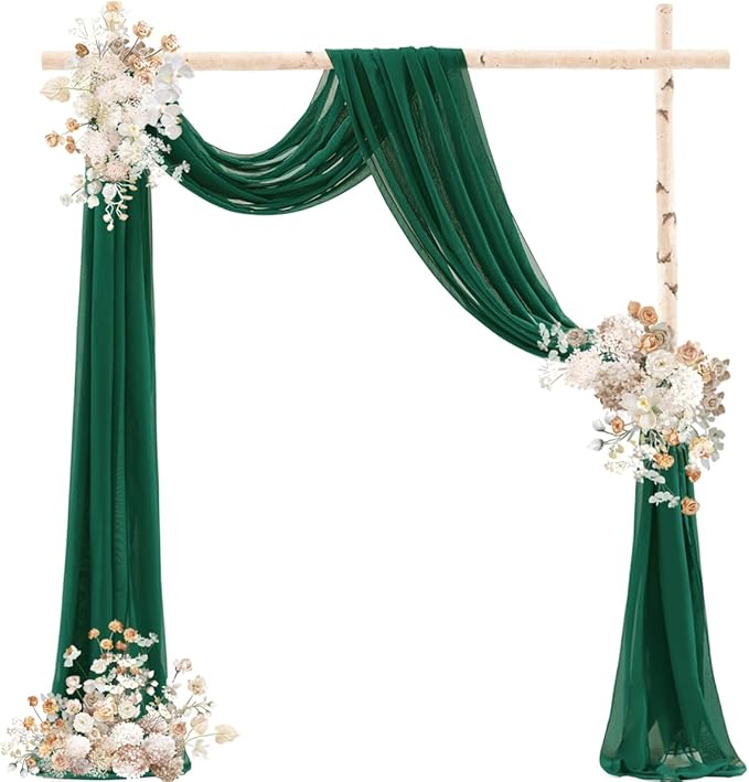 Emerald Green Wedding Arch Draping Fabric 2 Panels 29" x 20 FT Wedding Drapes - Image 2