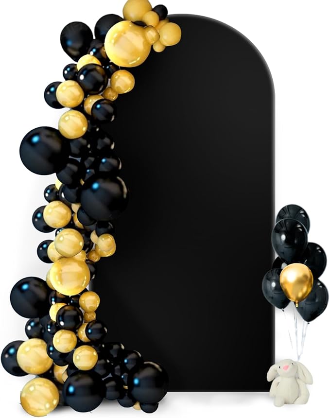 Hemmotop 7.2 ft Black Arch Backdrop Cover, Double-Sided Spandex Arch Covers by Hemmotop