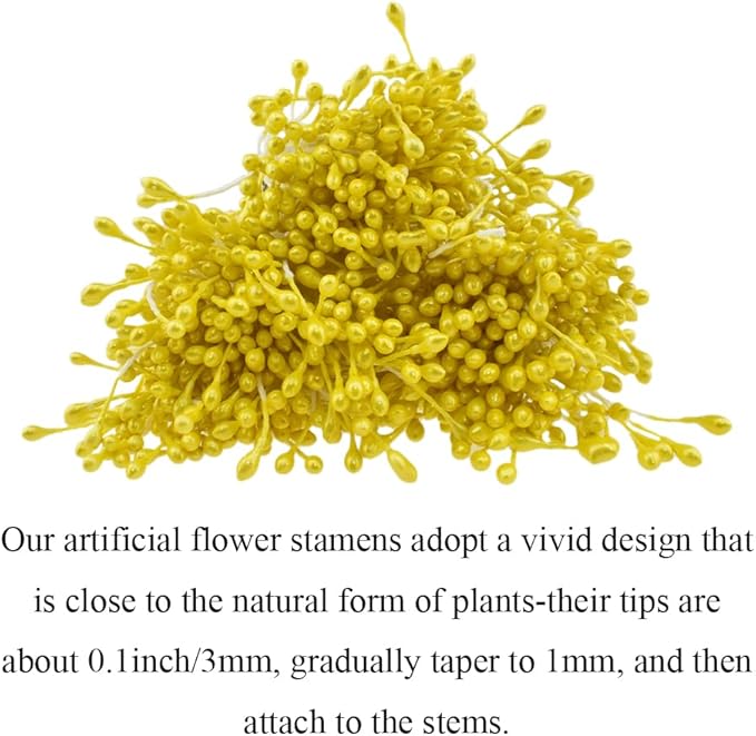HAHIYO 700Pcs 3mm Yellow Pearl Straight-head Artificial Floral Pistil - Image 4