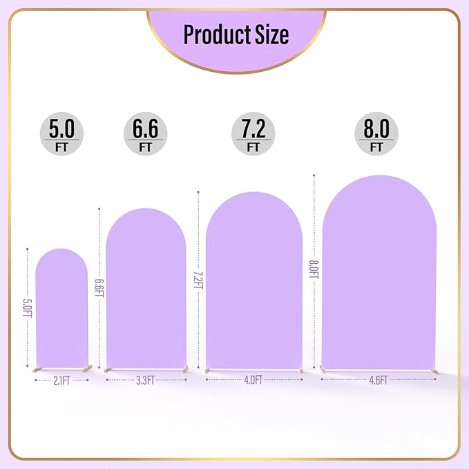 LEBENGURU Upgraded 7.2FT Wedding Arch Cover, Round Top Chiara Stand Covers - Image 4
