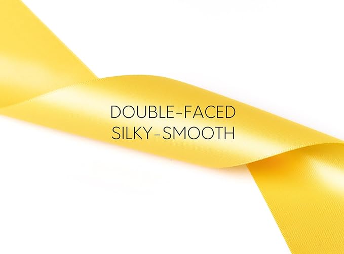 Yellow Ribbon 2.5 Inch Double-Faced Satin Ribbons 25 Yards - Image 3