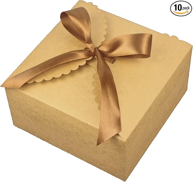 WEWILUCK Brown Gift Boxes 10 Pack 8x8x4 Inches, Large Premium Kraft Gift Box by WEWILUCK