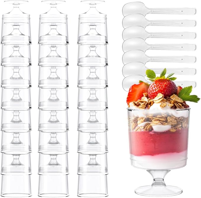 200 Pack Dessert Cups with Spoons, 5Oz Clear Plastic Parfait Cup, Disposable by Unknown