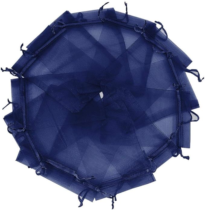Wudygirl 100PCS Organza Bags 5X7 inch Navy Blue by Wudygirl