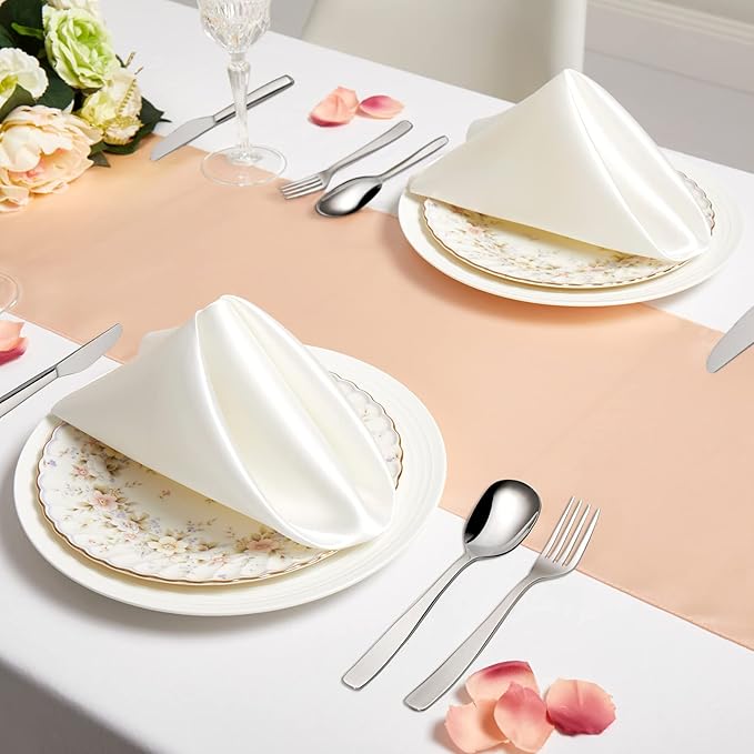 Horbaunal 30 Pack Ivory Satin Napkins 17 x 17 Inch, Square Soft Table Dinner - Image 4