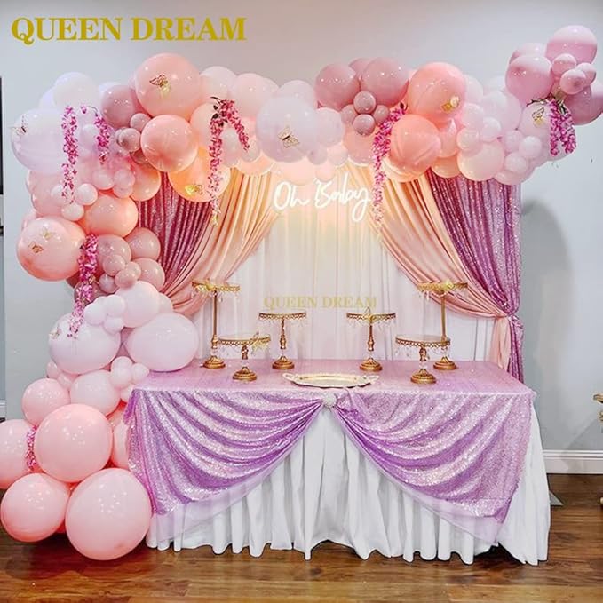 Lavender Sequin Backdrop Drapes 4 Panels 2FTx8FT Glitter Backdrop Curtains - Image 2