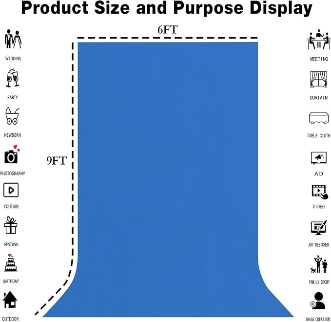 6x9FT Royal Blue Screen Backdrop - Image 3