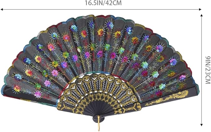 QIRMIZI 10 Pack Fabric Folding Handheld Fans, and Dancing - Image 3
