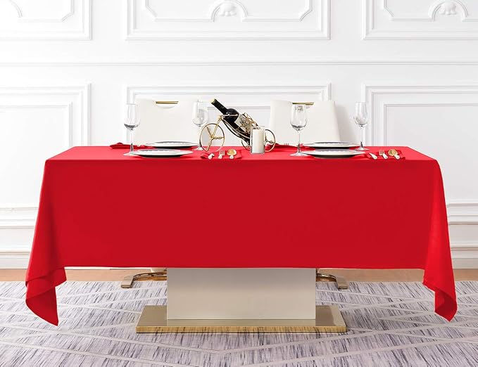 Surmente Red Tablecloth 60 x 102-inch Rectangular Polyester Table Cloth - Image 5